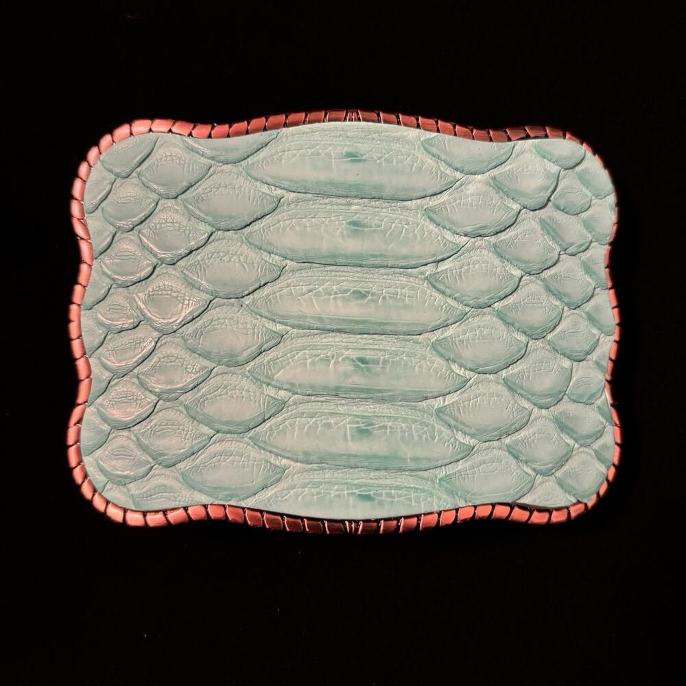 NWOT WALLET BUCKLE Mint Python Belt Buckle Turquoise Skin Hidden New Cards Cash